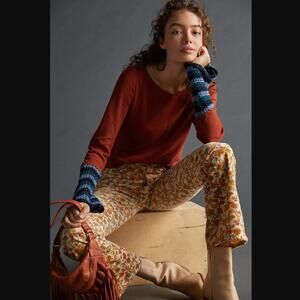 Anthropologie Cuffed Crochet Long Sleeve Top - New - Small